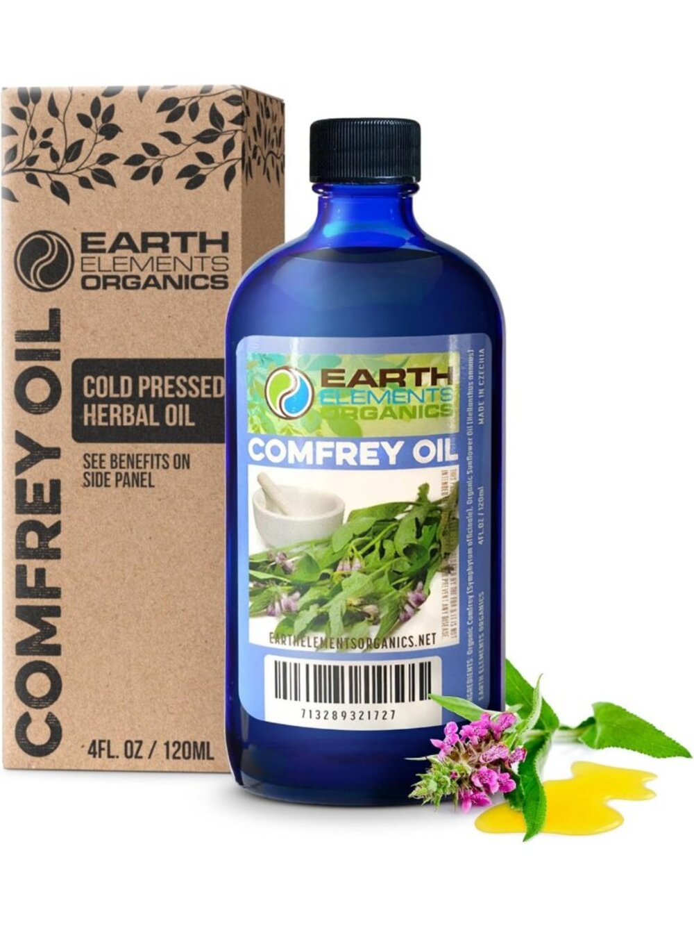 Organic Unscented Comfrey Body Oil - Raw & Infused Moisturizing Skincare